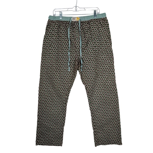 Goodbye Malaria Pants - South African Shweshwe Pants XL Geometric Cotton Lounge Pajama Goodbye Malaria